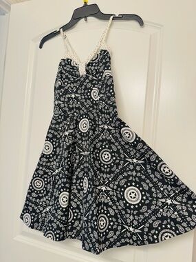 Marvel Black and White Star Print Elastic Waistband Sundress